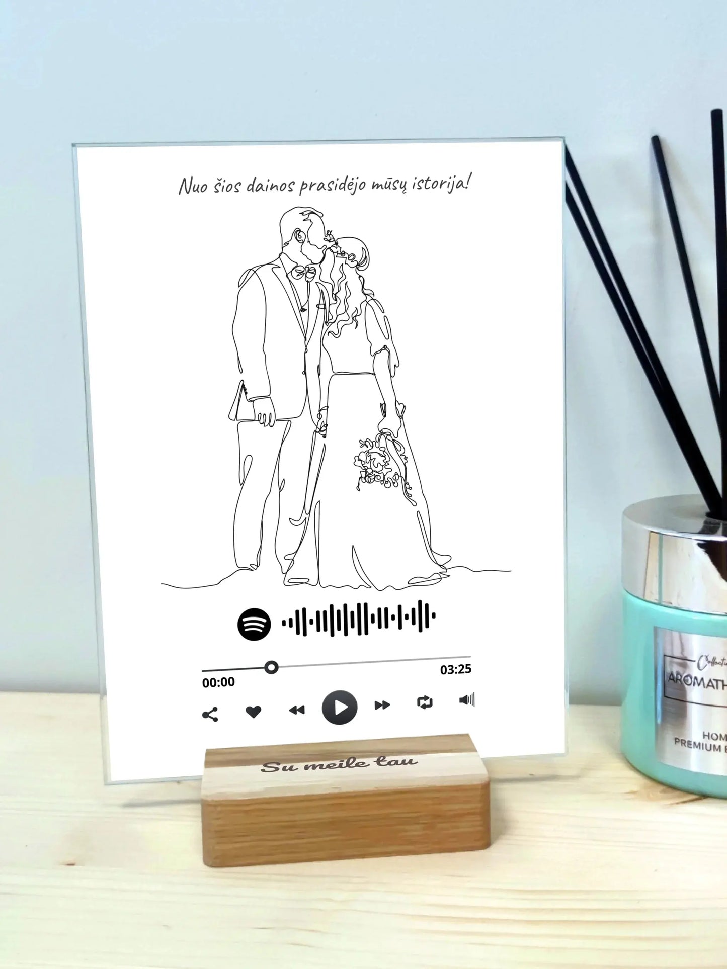 Personalizuotas muzikinis grotuvas "Spotify", stiklinis posteris. MZGR-014J Stiklas - dovanokis.lt