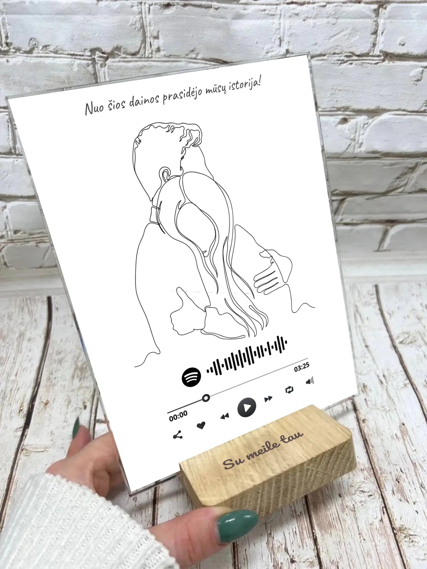 Personalizuotas muzikinis grotuvas "Spotify", stiklinis posteris. MZGR-014B Stiklas - dovanokis.lt