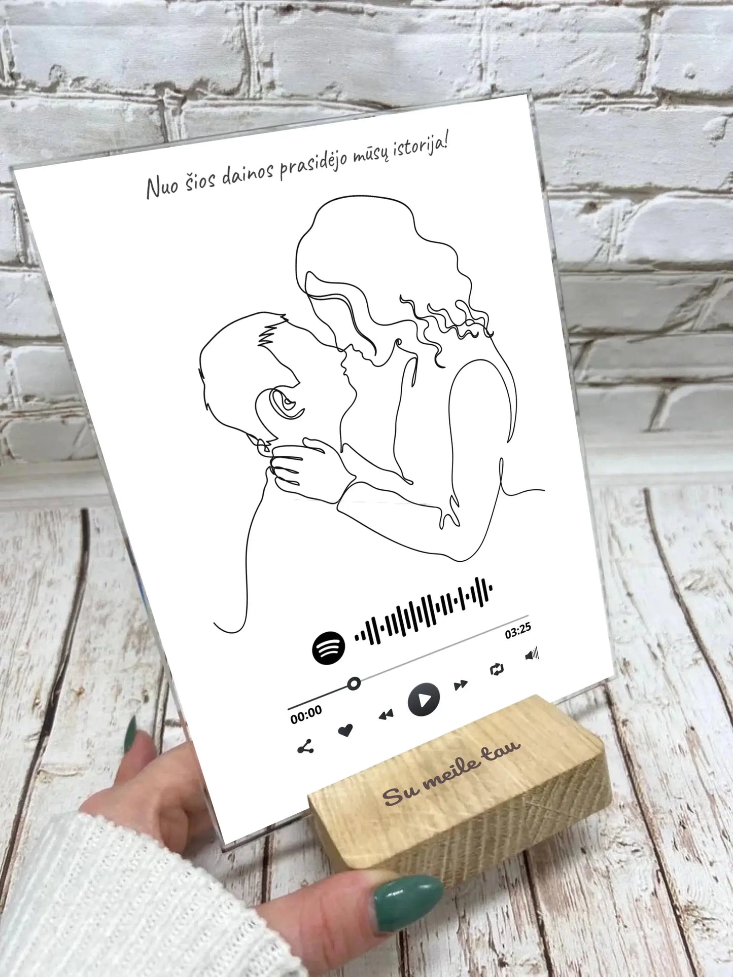 Personalizuotas muzikinis grotuvas "Spotify", stiklinis posteris. MZGR-014G Stiklas - dovanokis.lt