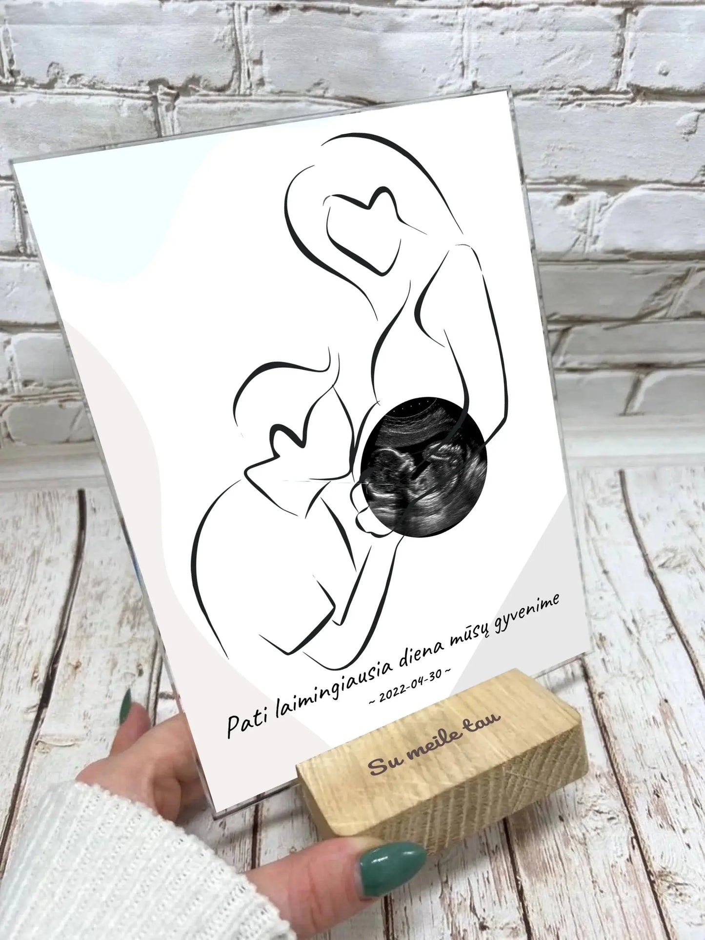 Personalizuota nėščiųjų echoskopijos tyrimo nuotrauką, stiklinis posteris ECH-002 Stiklas - dovanokis.lt