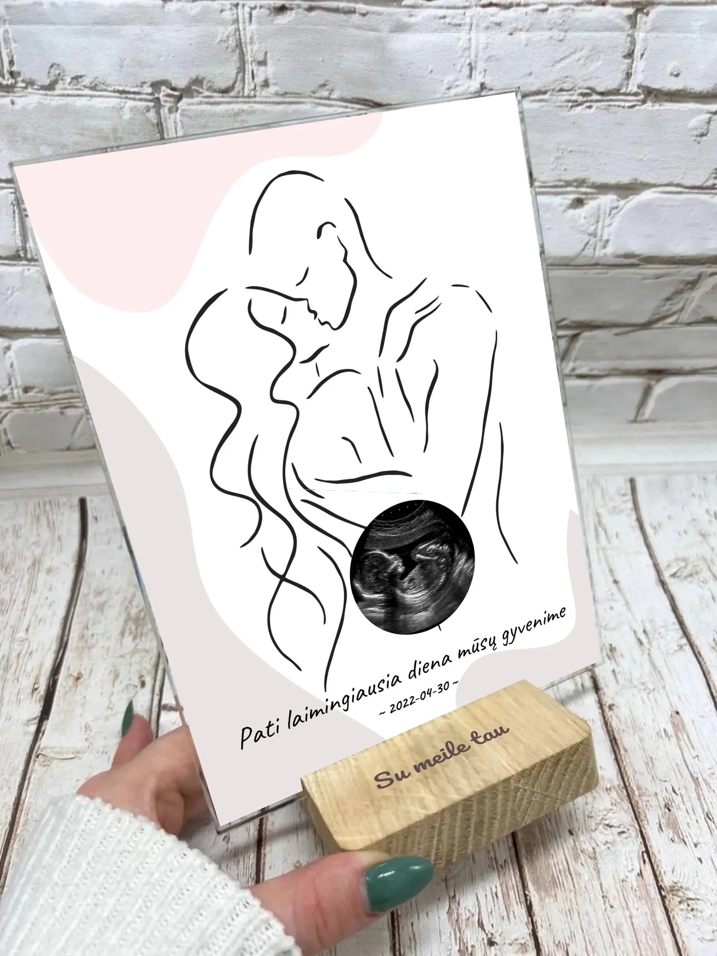 Personalizuota nėščiųjų echoskopijos tyrimo nuotrauką, stiklinis posteris ECH-003 Stiklas - dovanokis.lt