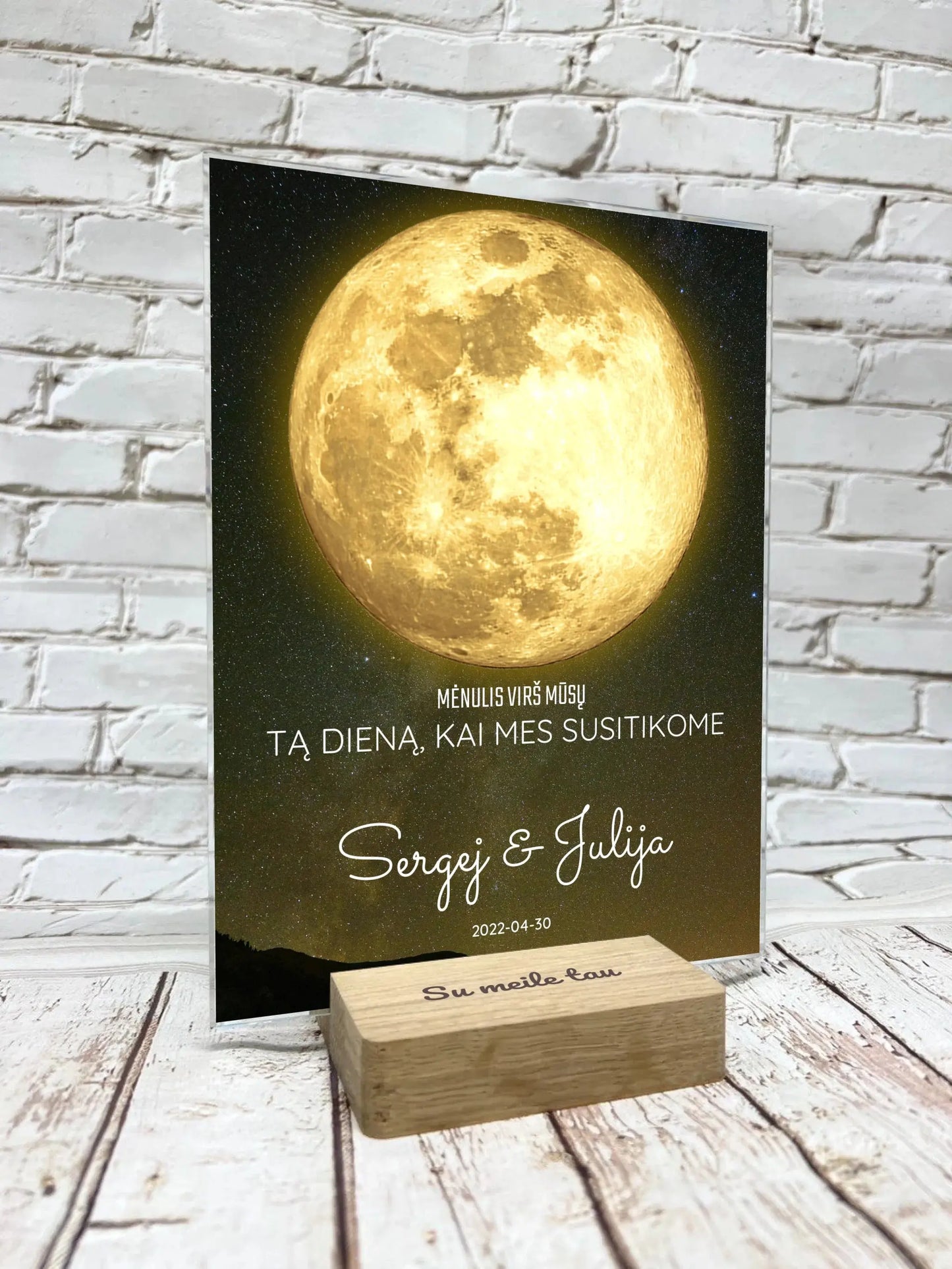 Personalizuotas mėnulio fazės stiklinis posteris, pritaikytas pagal datą ir vietą MNFZ-003 Stiklas - dovanokis.lt