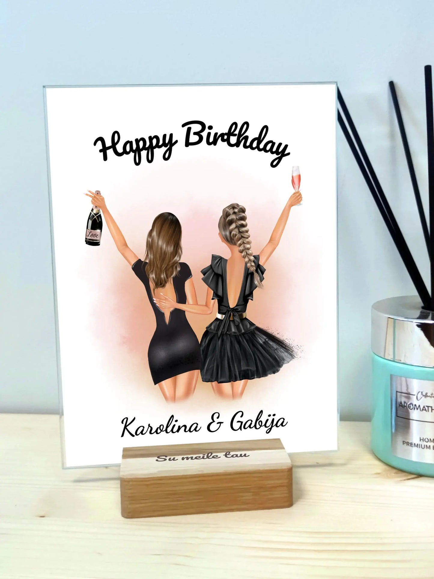 Personalizuotos gimtadienio merginos iliustraciją ant stiklo Stiklas - dovanokis.lt