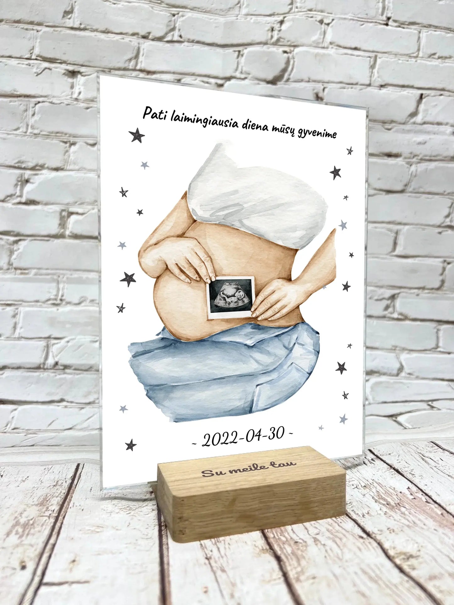 Personalizuota nėščiųjų echoskopijos tyrimo nuotrauką, stiklinis posteris ECH-001 Stiklas - dovanokis.lt