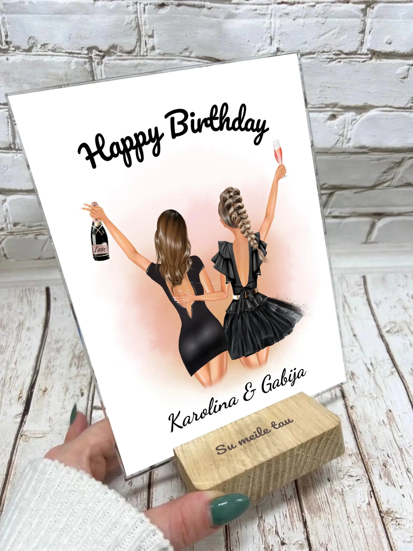 Personalizuotos gimtadienio merginos iliustraciją ant stiklo Stiklas - dovanokis.lt