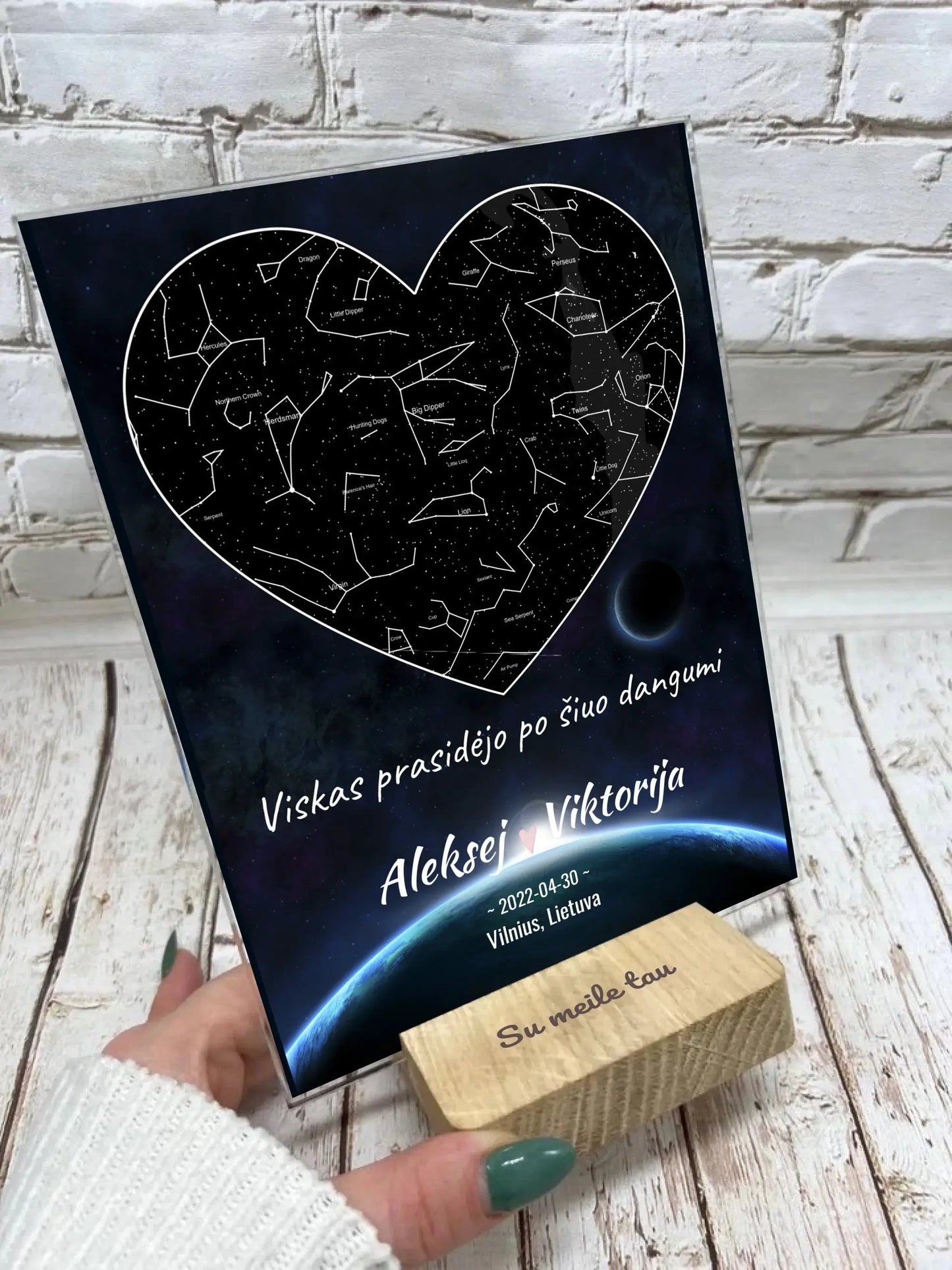 Personalizuotas žvaigždžių žemėlapis, stiklinis posteris. DVNS-014A Stiklas - dovanokis.lt