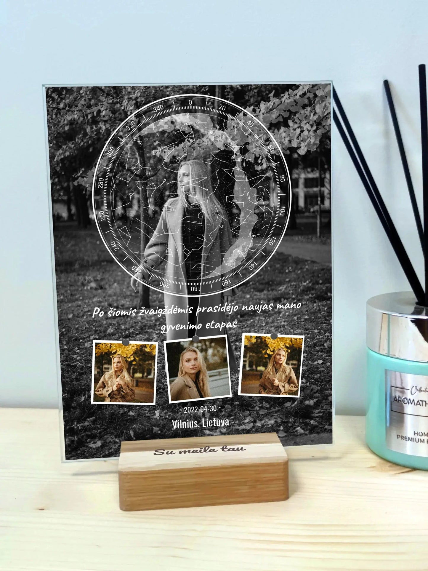 Personalizuotas žvaigždžių žemėlapis, stiklinis posteris. DVNS-027 Stiklas - dovanokis.lt