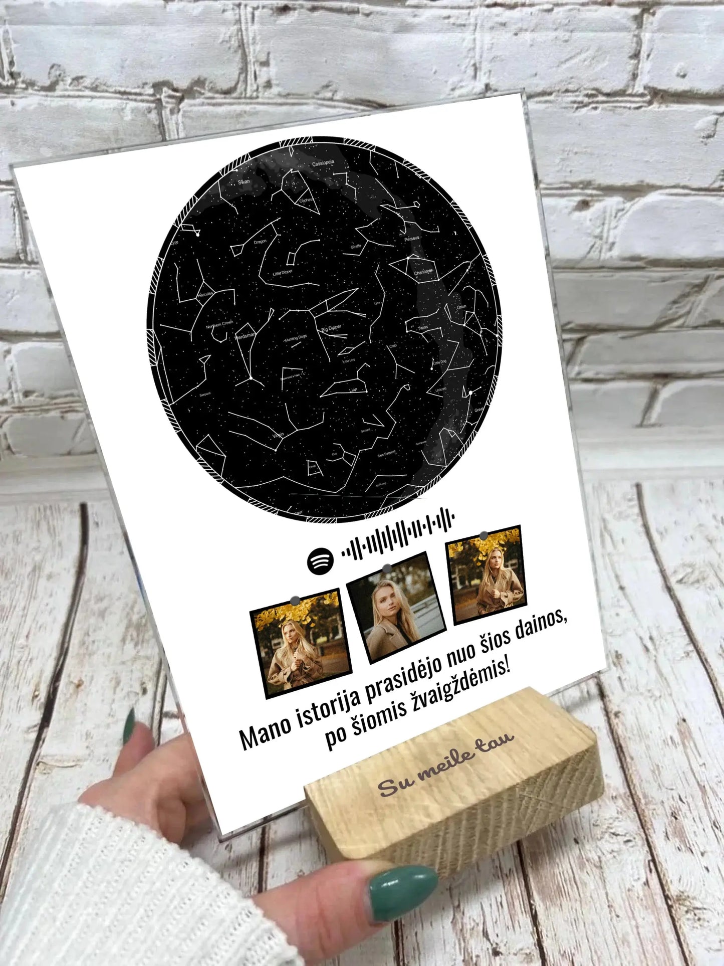 Personalizuotas žvaigždžių žemėlapis, stiklinis posteris. DVNS-026 Stiklas - dovanokis.lt