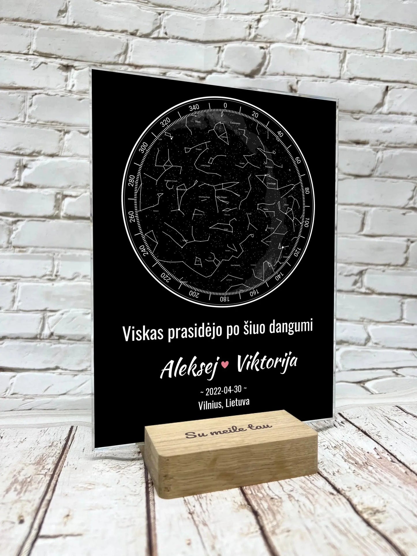 Personalizuotas žvaigždžių žemėlapis, stiklinis posteris. DVNS-019 Stiklas - dovanokis.lt