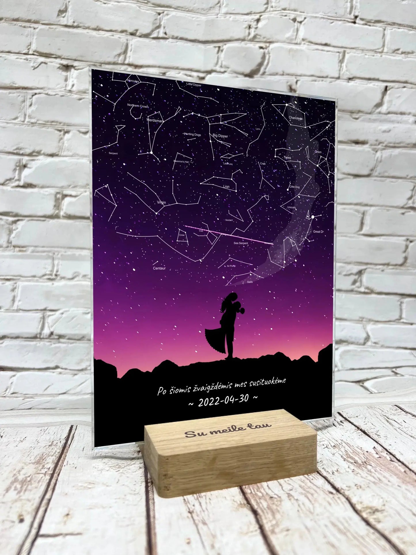 Personalizuotas žvaigždžių žemėlapis, stiklinis posteris. DVNS-002B Stiklas - dovanokis.lt