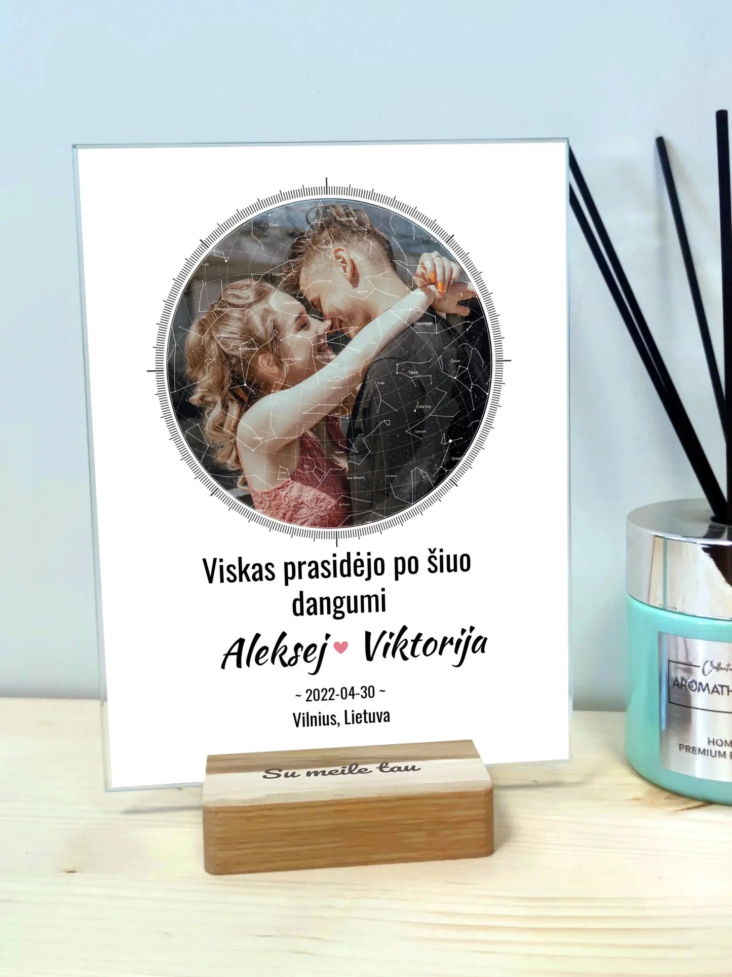 Personalizuotas žvaigždžių žemėlapis, stiklinis posteris. DVNS-021 Stiklas - dovanokis.lt