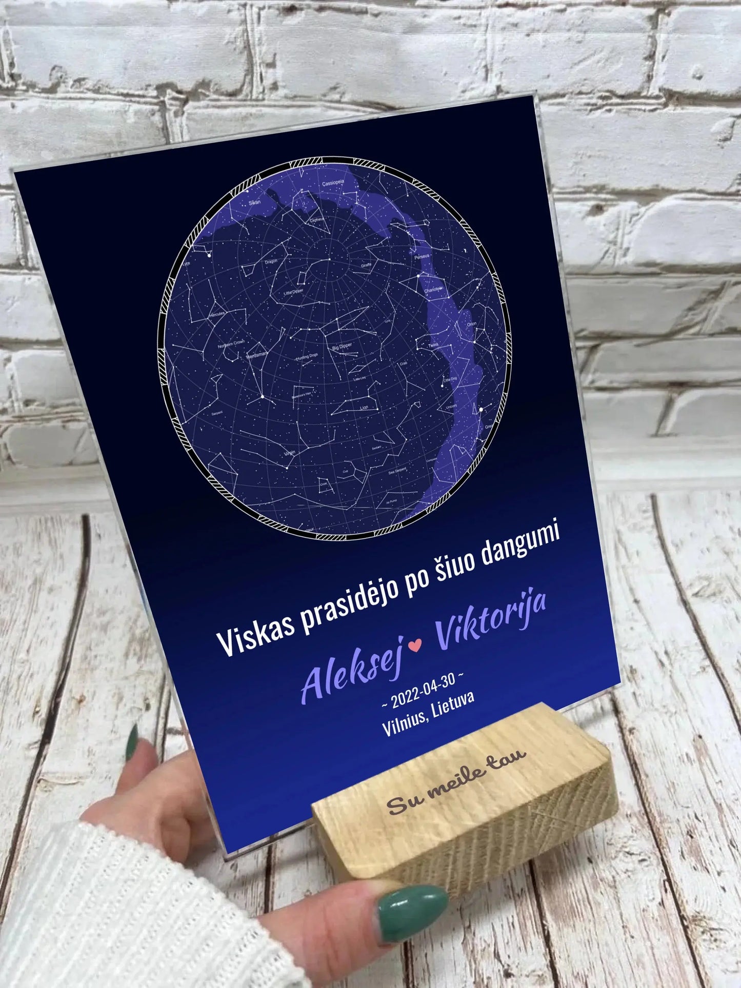 Personalizuotas žvaigždžių žemėlapis, stiklinis posteris. DVNS-023 Stiklas - dovanokis.lt