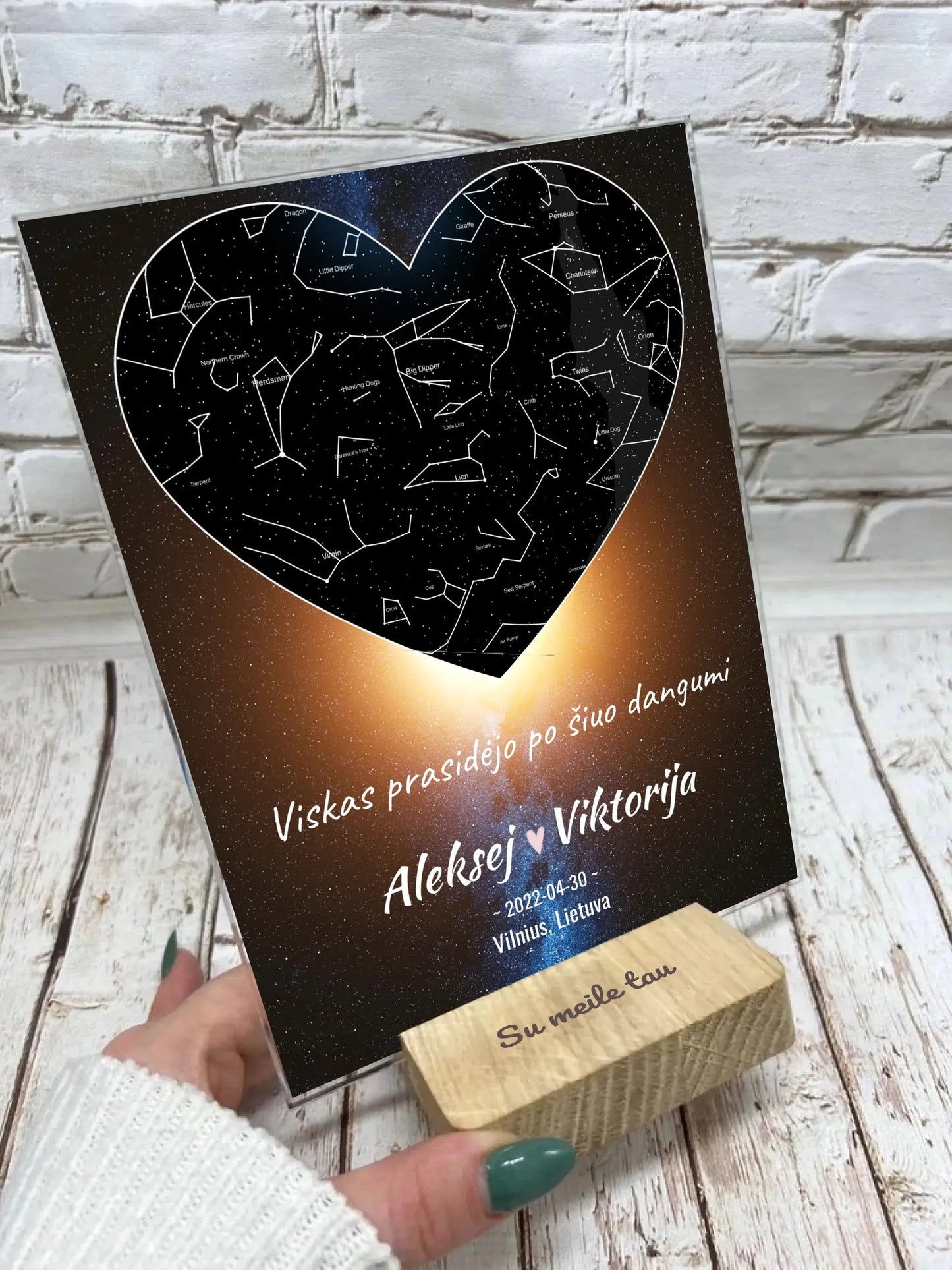 Personalizuotas žvaigždžių žemėlapis, stiklinis posteris. DVNS-011A Stiklas - dovanokis.lt