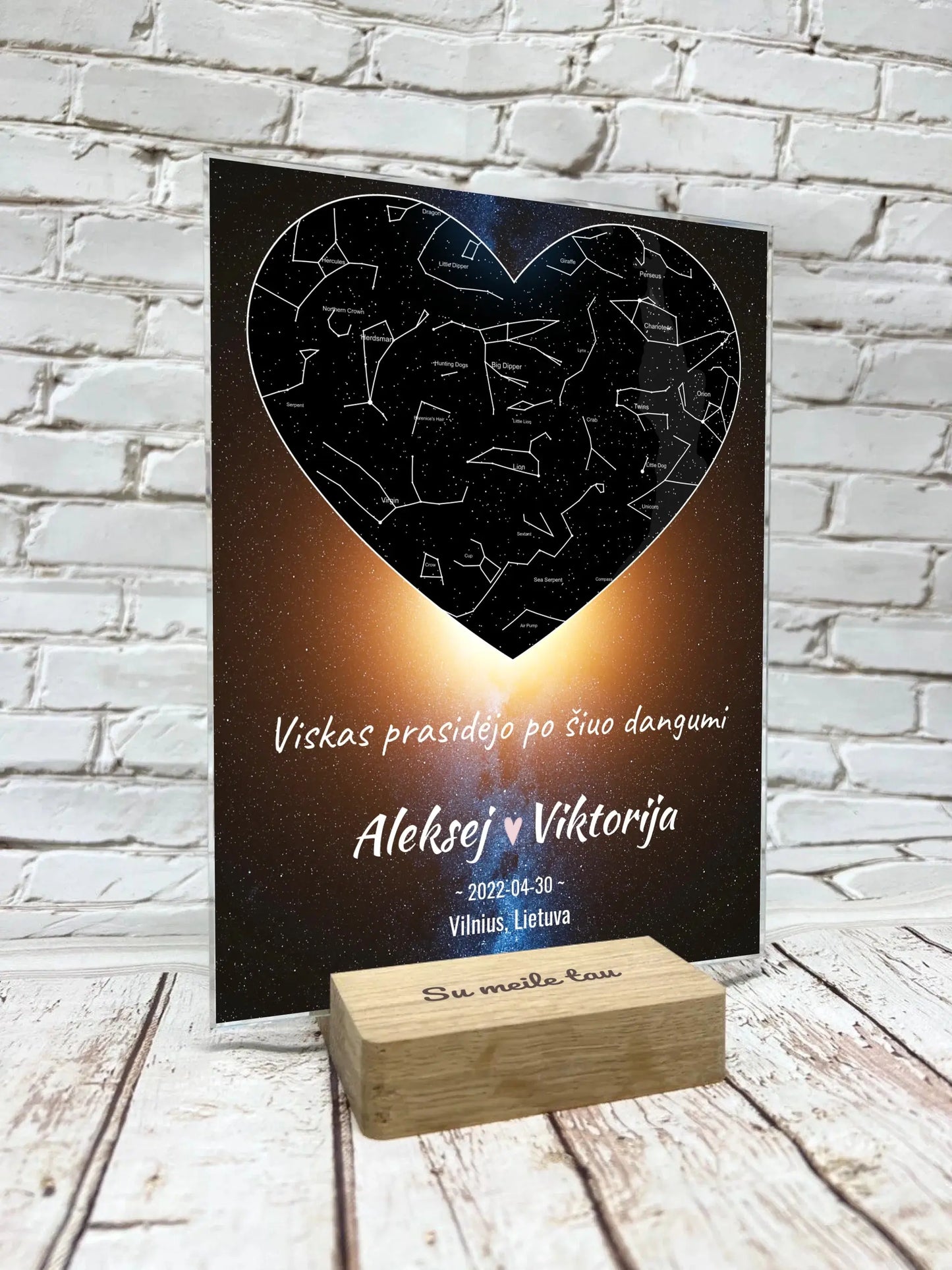 Personalizuotas žvaigždžių žemėlapis, stiklinis posteris. DVNS-011A Stiklas - dovanokis.lt