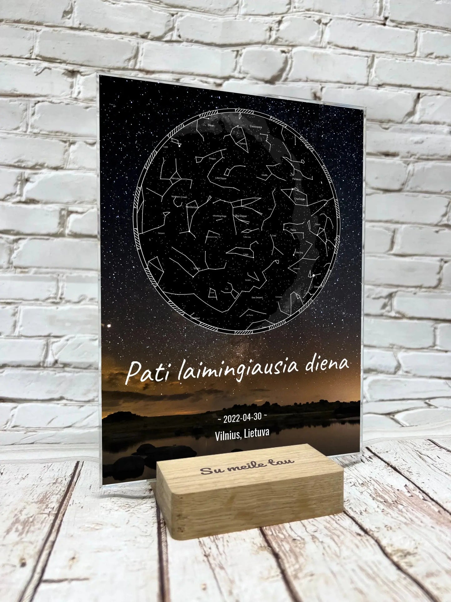 Personalizuotas žvaigždžių žemėlapis, stiklinis posteris. DVNS-017 Stiklas - dovanokis.lt