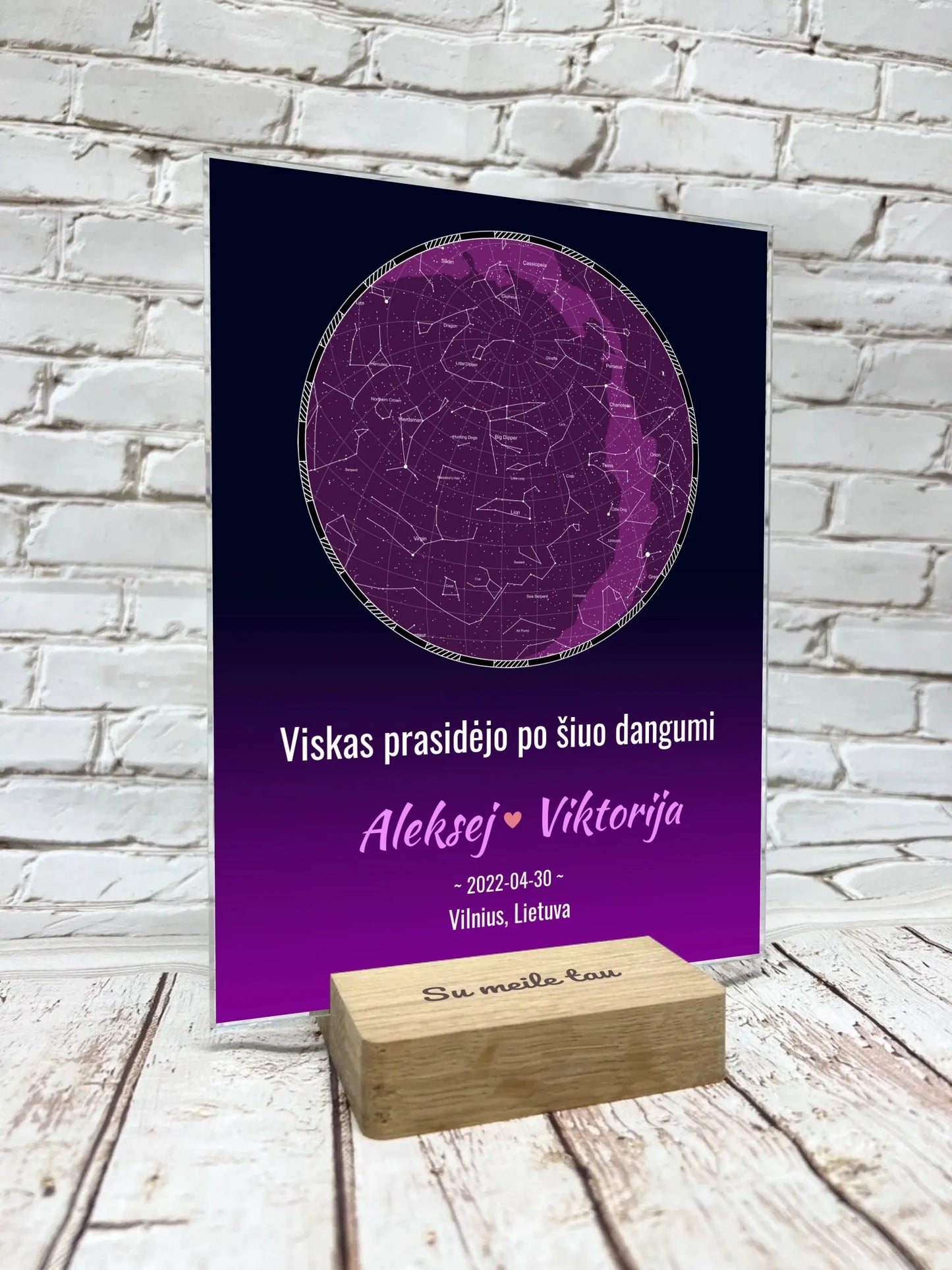 Personalizuotas žvaigždžių žemėlapis, stiklinis posteris. DVNS-022 Stiklas - dovanokis.lt