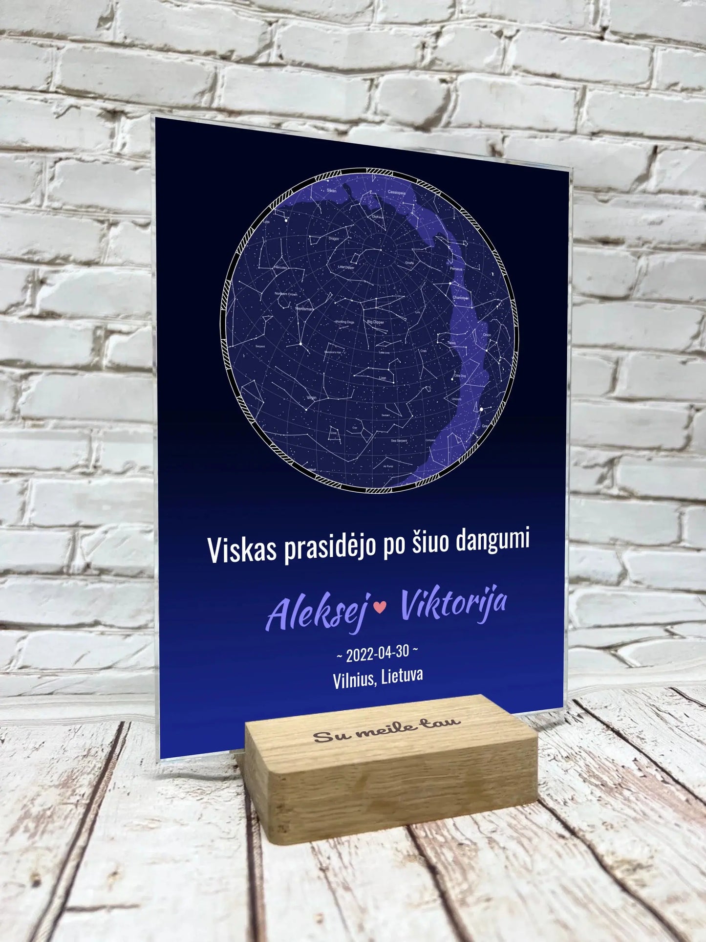 Personalizuotas žvaigždžių žemėlapis, stiklinis posteris. DVNS-023 Stiklas - dovanokis.lt