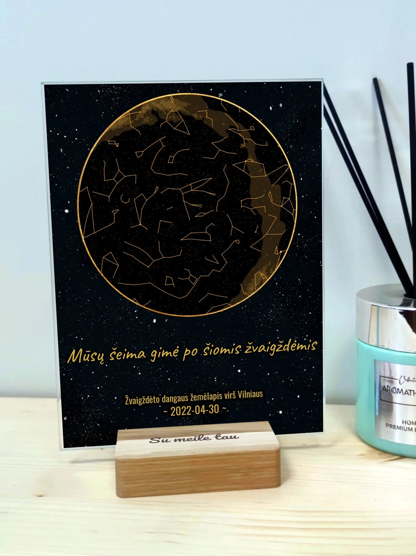 Personalizuotas žvaigždžių žemėlapis, stiklinis posteris. DVNS-027 Stiklas - dovanokis.lt