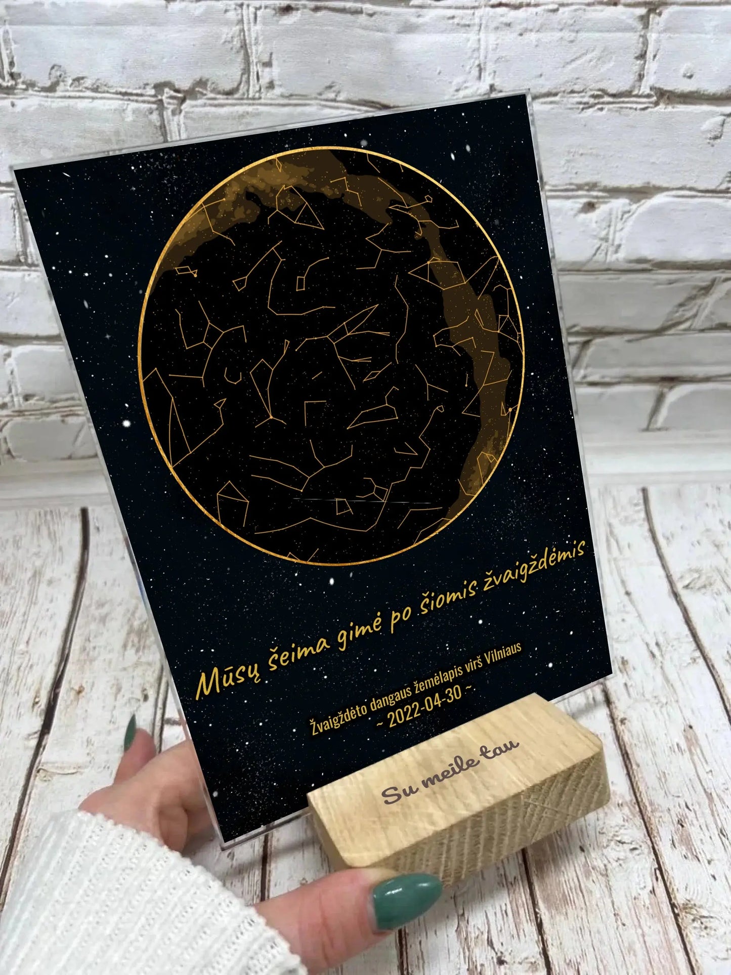 Personalizuotas žvaigždžių žemėlapis, stiklinis posteris. DVNS-027 Stiklas - dovanokis.lt