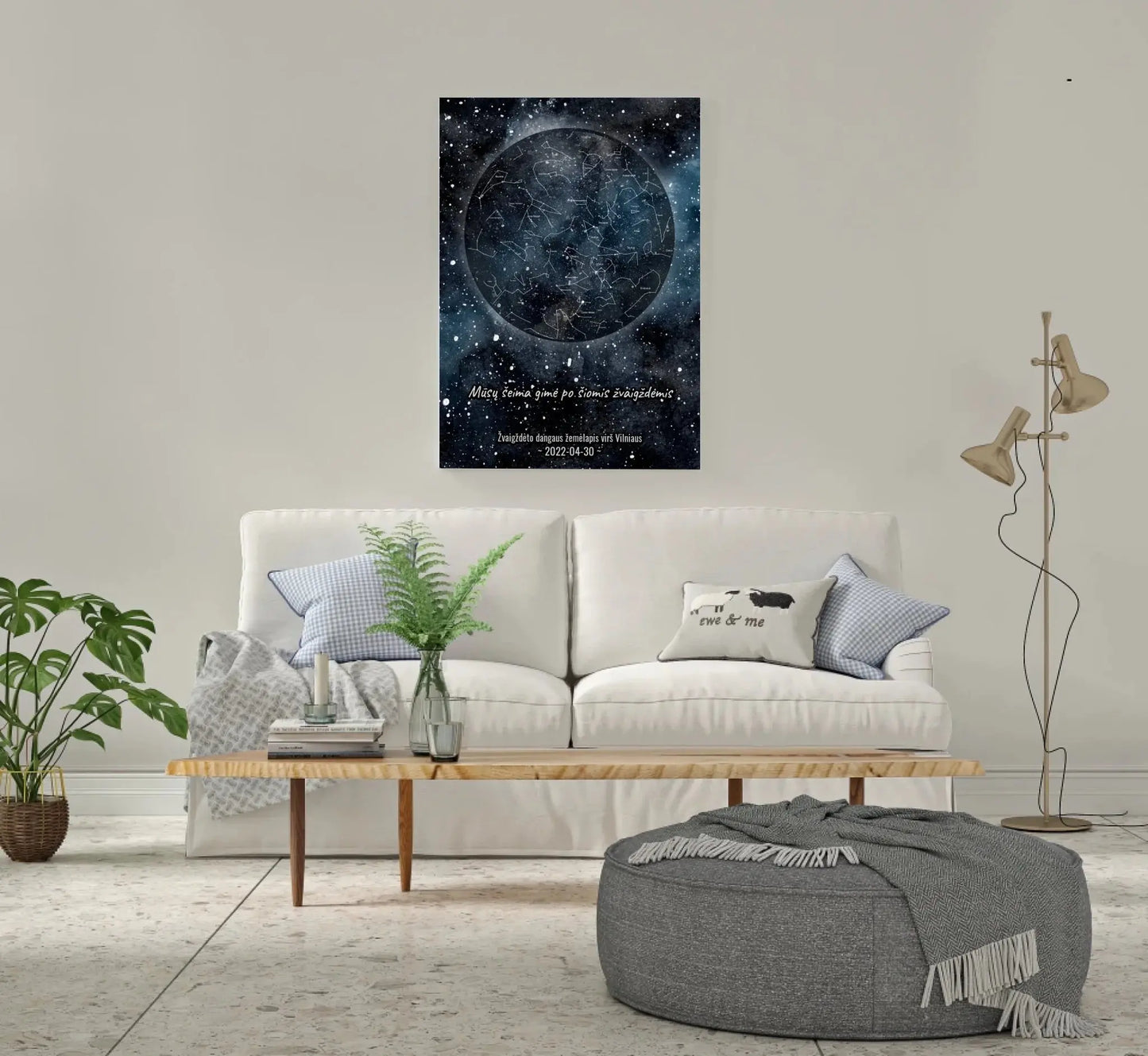 Personalizuotas žvaigždžių žemėlapisant drobės su fonu Drobe - dovanokis.lt