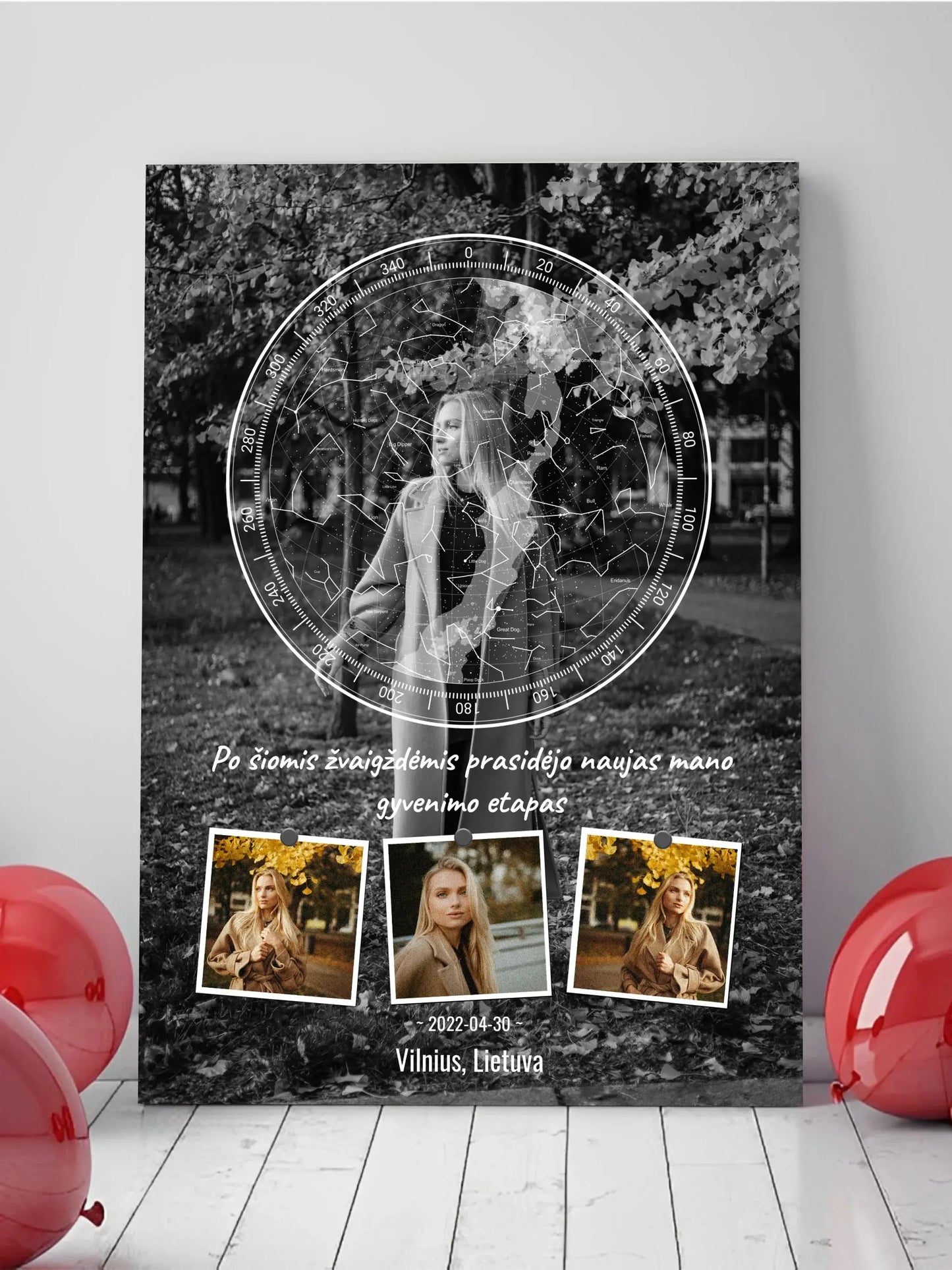 Personalizuotas žvaigždžių žemėlapis ant drobės Drobe - dovanokis.lt