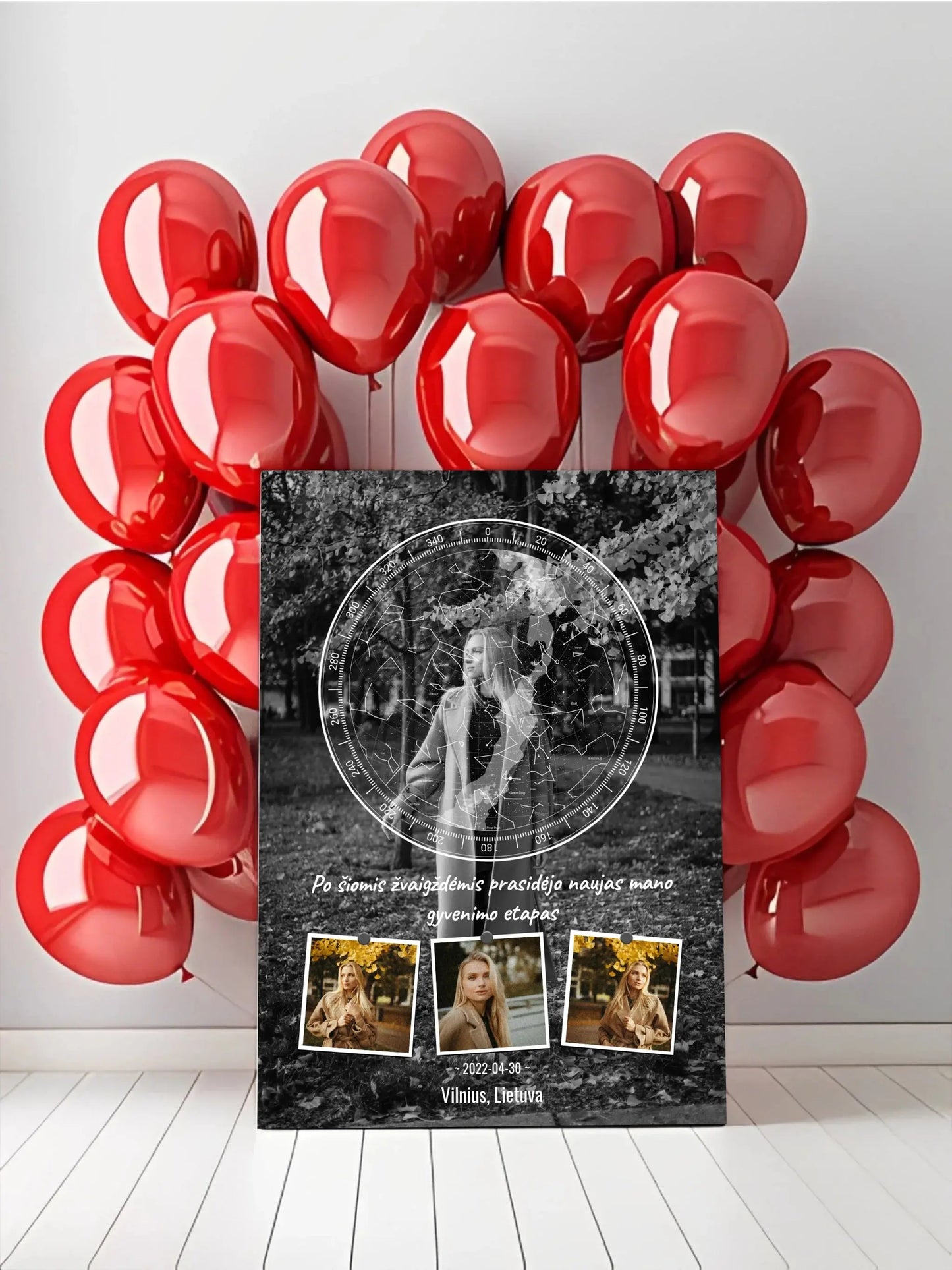 Personalizuotas žvaigždžių žemėlapis ant drobės Drobe - dovanokis.lt