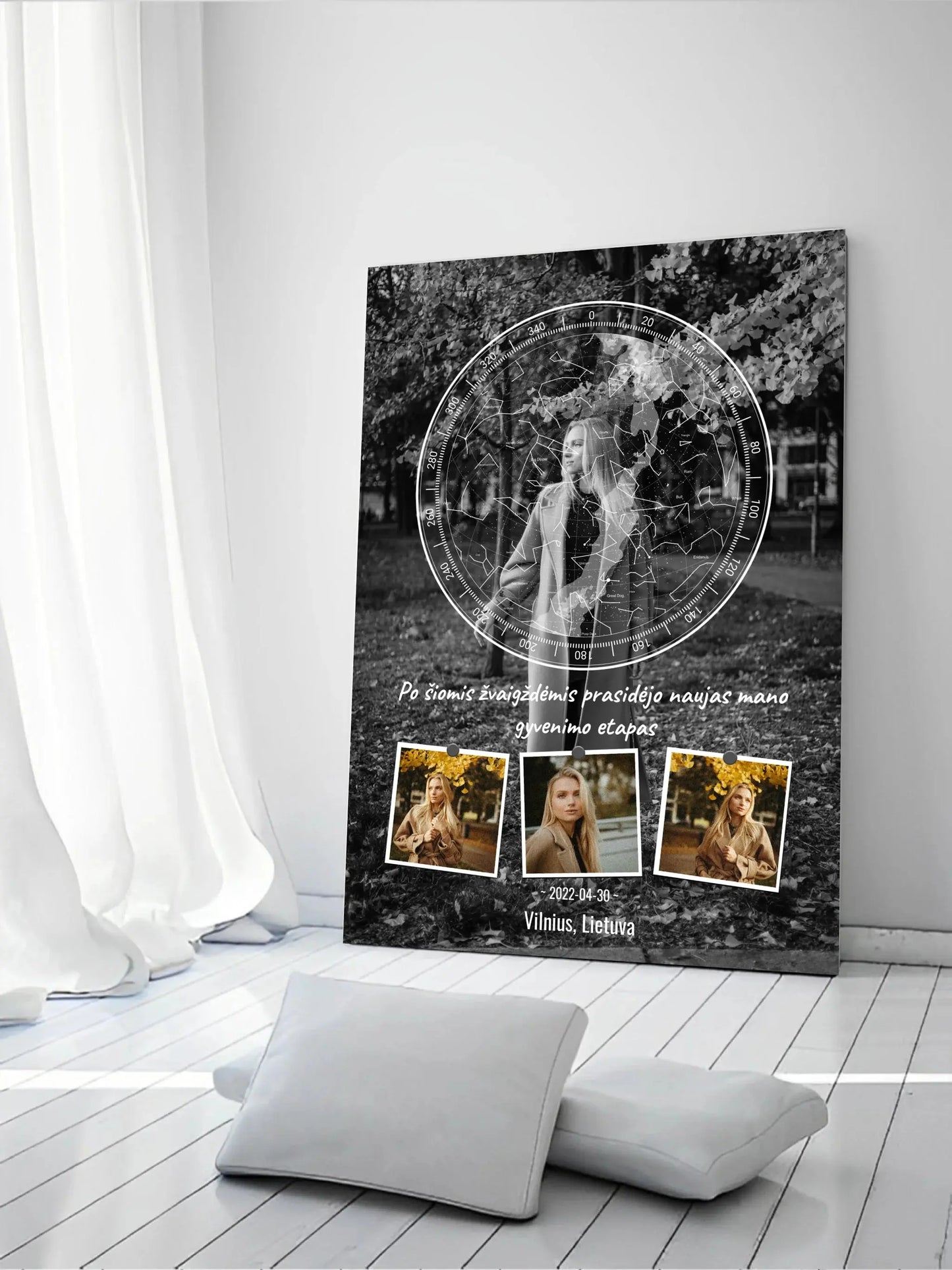 Personalizuotas žvaigždžių žemėlapis ant drobės Drobe - dovanokis.lt