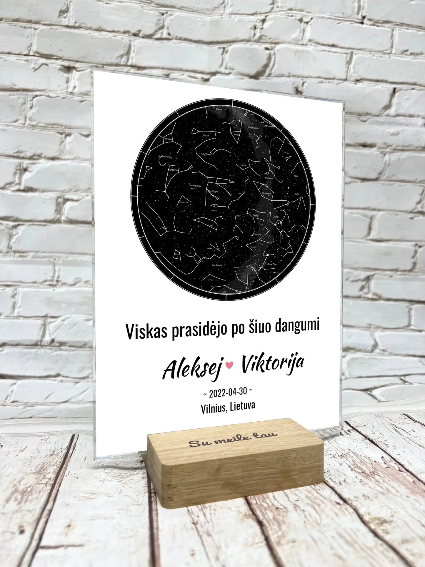 Personalizuotas žvaigždžių žemėlapis, stiklinis posteris. DVNS-018 Customizer - dovanokis.lt