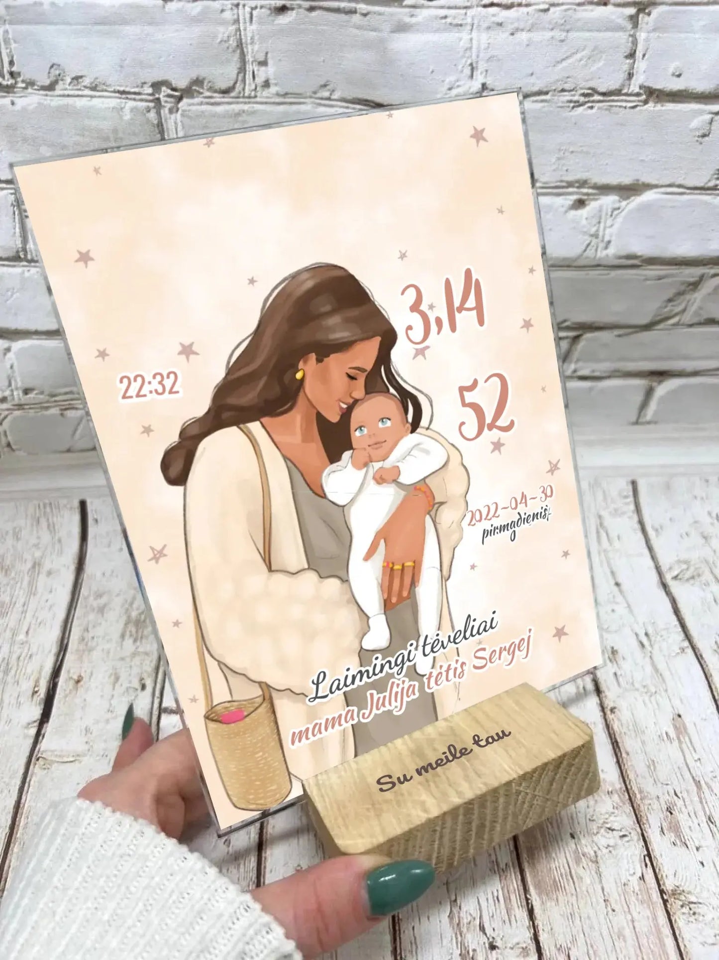 Personalizuota Mergaitės Gimimo Metrikų Iliustracija ant stiklo VKGM-048 Stiklas - dovanokis.lt