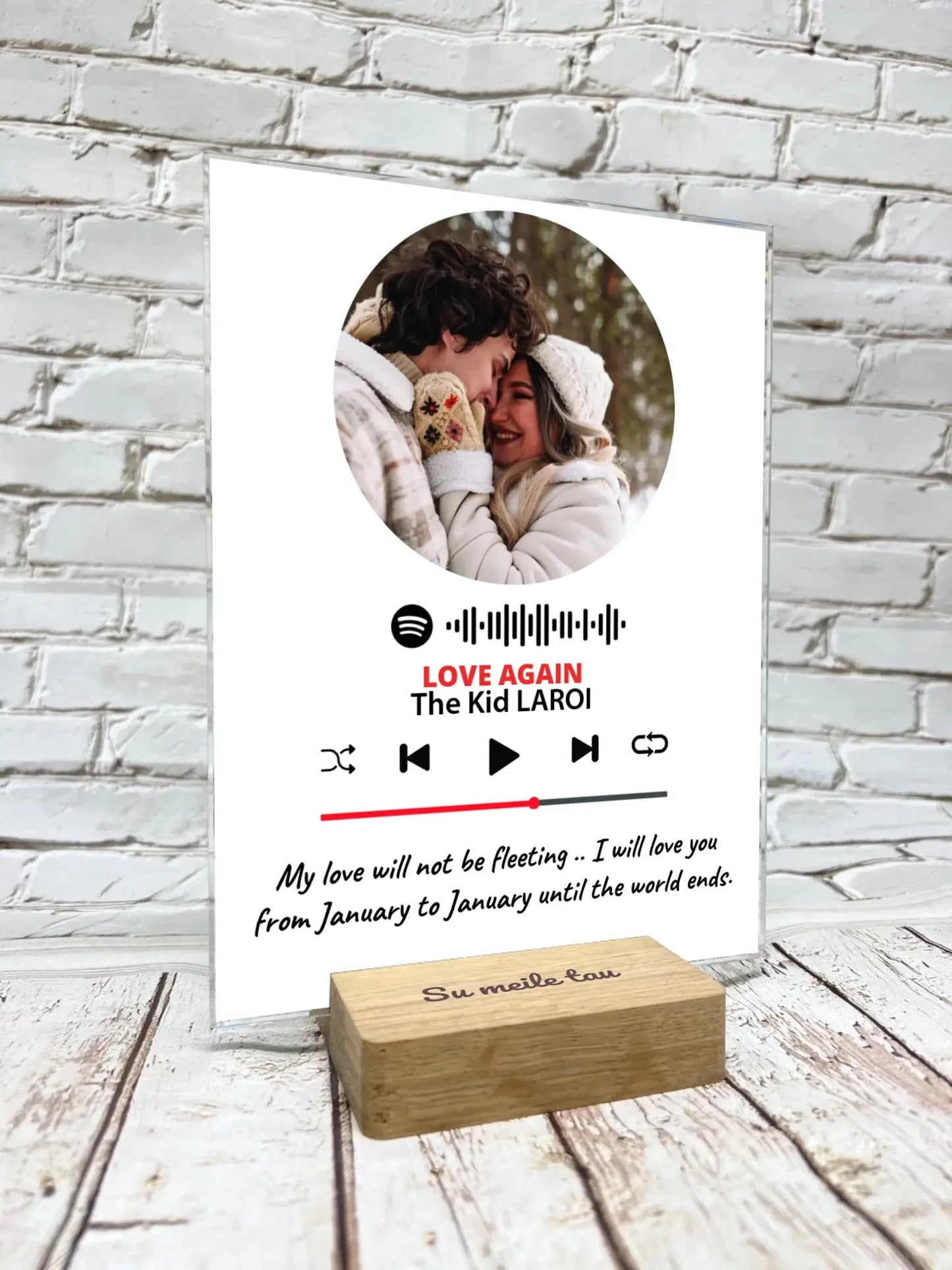 Personalizuotas muzikos grotuvo stiklinis posteris su jūsų nuotrauka Customizer - dovanokis.lt