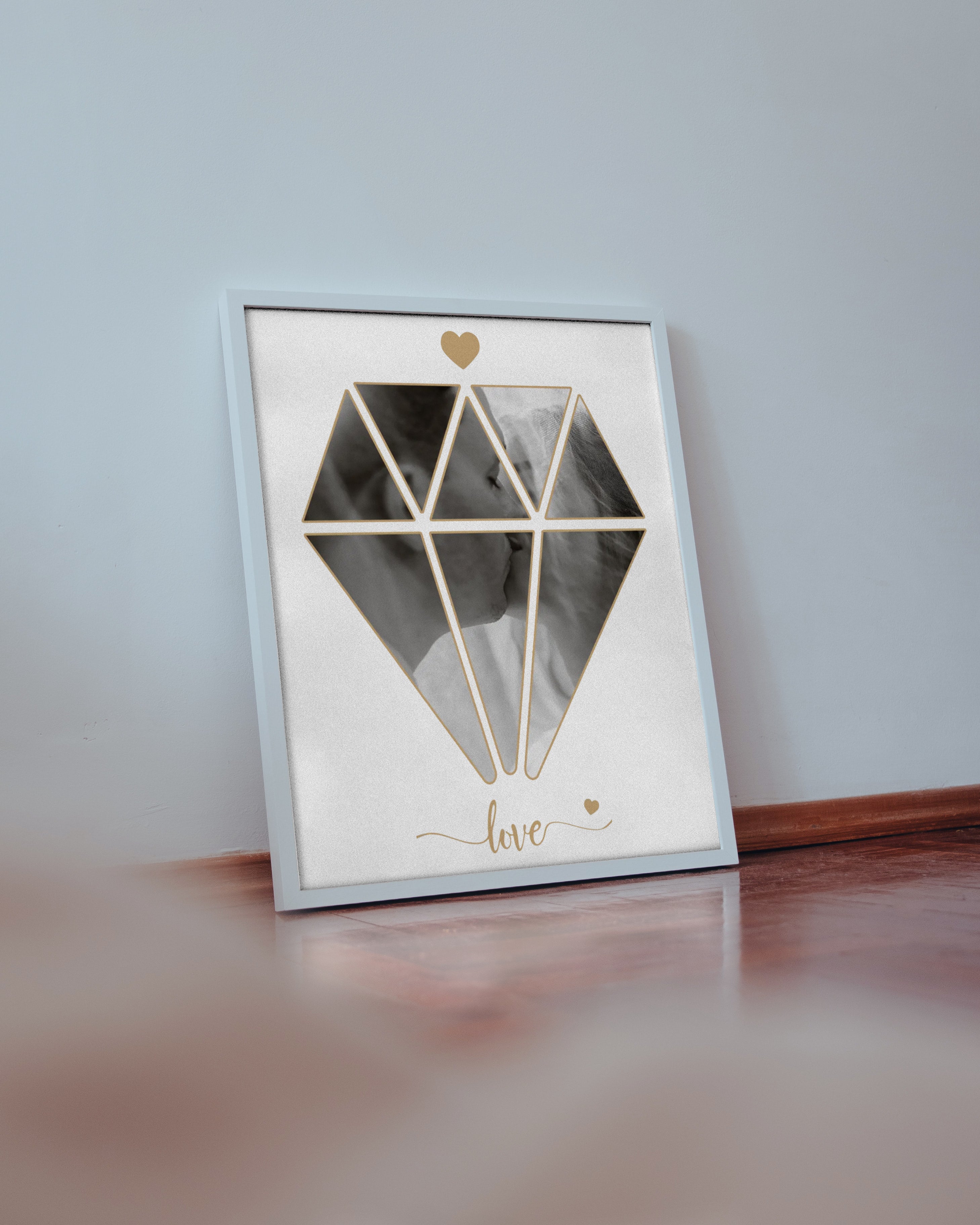 Personalizuotas Deimanto formos Meilės plakatas su jūsų nuotrauka