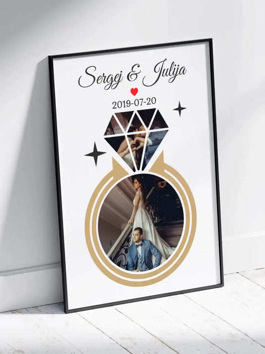Personalizuotas deimanto formos vestuvių plakatas su Jūsų nuotraukomis  Poster -  dovanokis.lt
