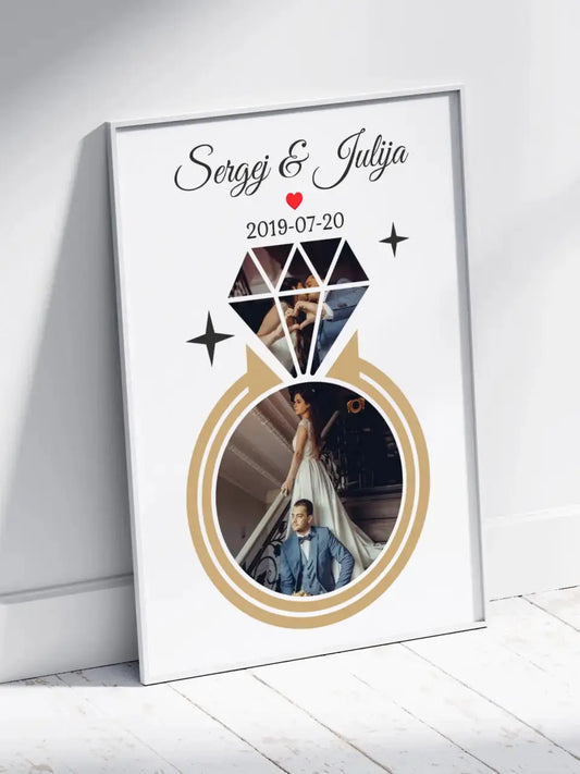 Personalizuotas deimanto formos vestuvių plakatas su Jūsų nuotraukomis  Poster -  dovanokis.lt