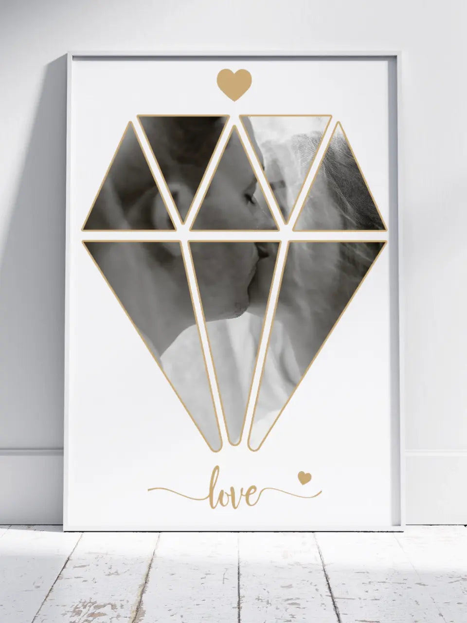 Personalizuotas Deimanto formos Meilės plakatas su jūsų nuotrauka