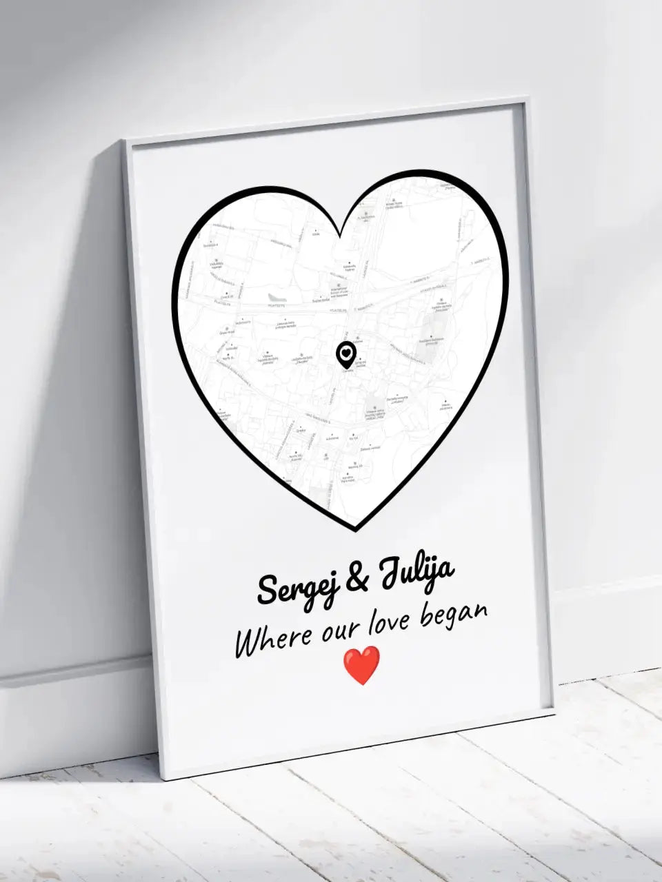 Personalizuotas Meilės žemėlapio plakatas su jūsų buvimo vieta  Poster -  dovanokis.lt