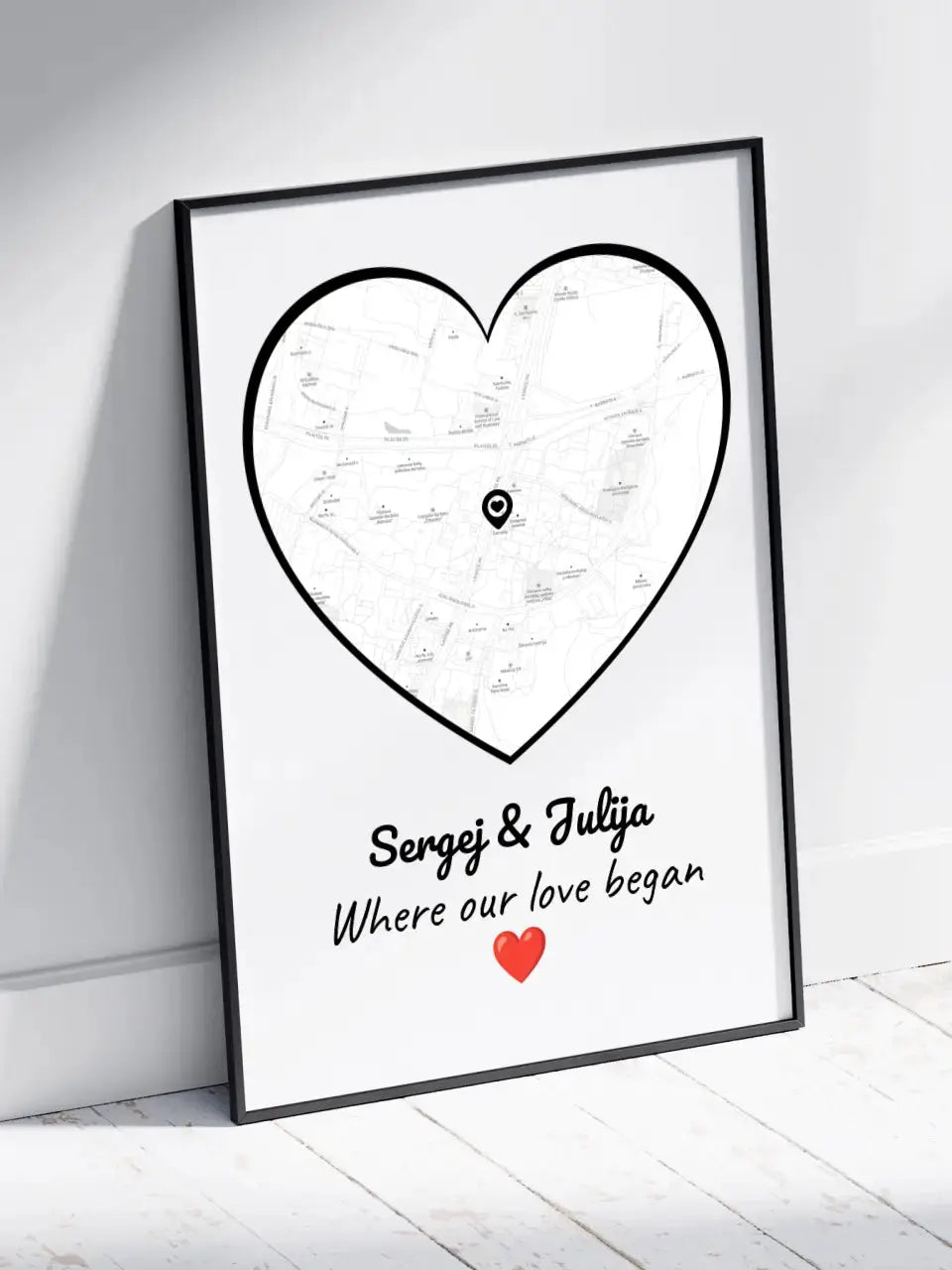 Personalizuotas Meilės žemėlapio plakatas su jūsų buvimo vieta  Poster -  dovanokis.lt