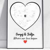 Personalizuotas Meilės žemėlapio plakatas su jūsų buvimo vieta  Poster -  dovanokis.lt