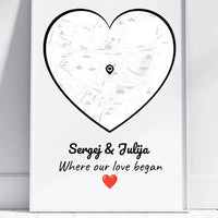 Personalizuotas Meilės žemėlapio plakatas su jūsų buvimo vieta  Poster -  dovanokis.lt