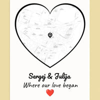 Personalizuotas Meilės žemėlapio plakatas su jūsų buvimo vieta  Poster -  dovanokis.lt