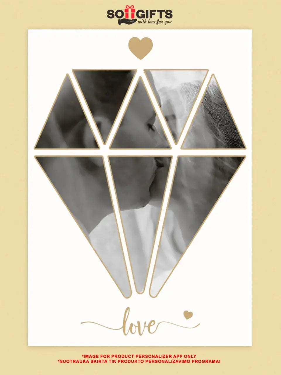 Personalizuotas Deimanto formos Meilės plakatas su jūsų nuotrauka  Poster -  dovanokis.lt