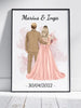 Personalizuotas jaunikio ir nuotakos vestuvių plakatas su rėmeliu, su jūsų data ir vardais