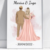 Personalizuotas jaunikio ir nuotakos vestuvių plakatas su rėmeliu, su jūsų data ir vardais  Poster -  dovanokis.lt