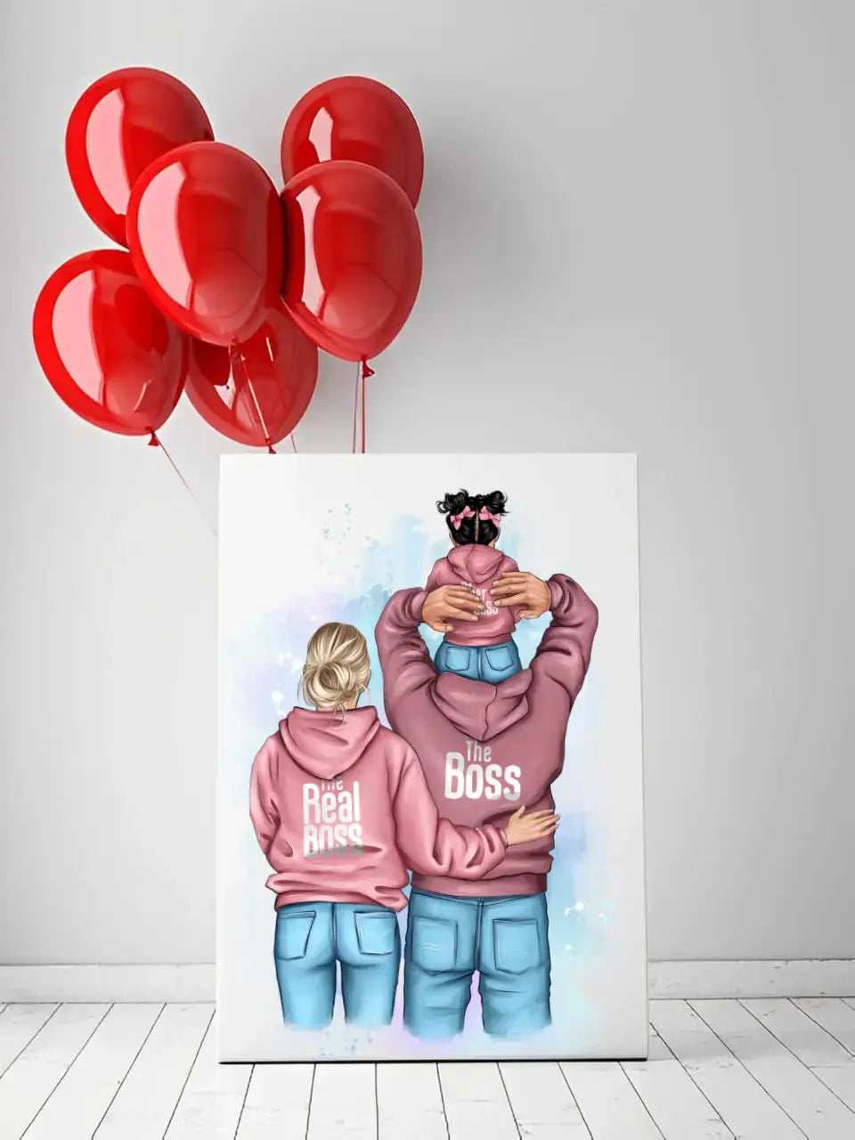 Personalizuotas "Tikra boso šeima" iliustracija su vaiku ant drobės  Drobe -  dovanokis.lt