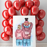 Personalizuotas "Tikra boso šeima" iliustracija su vaiku ant drobės  Drobe -  dovanokis.lt