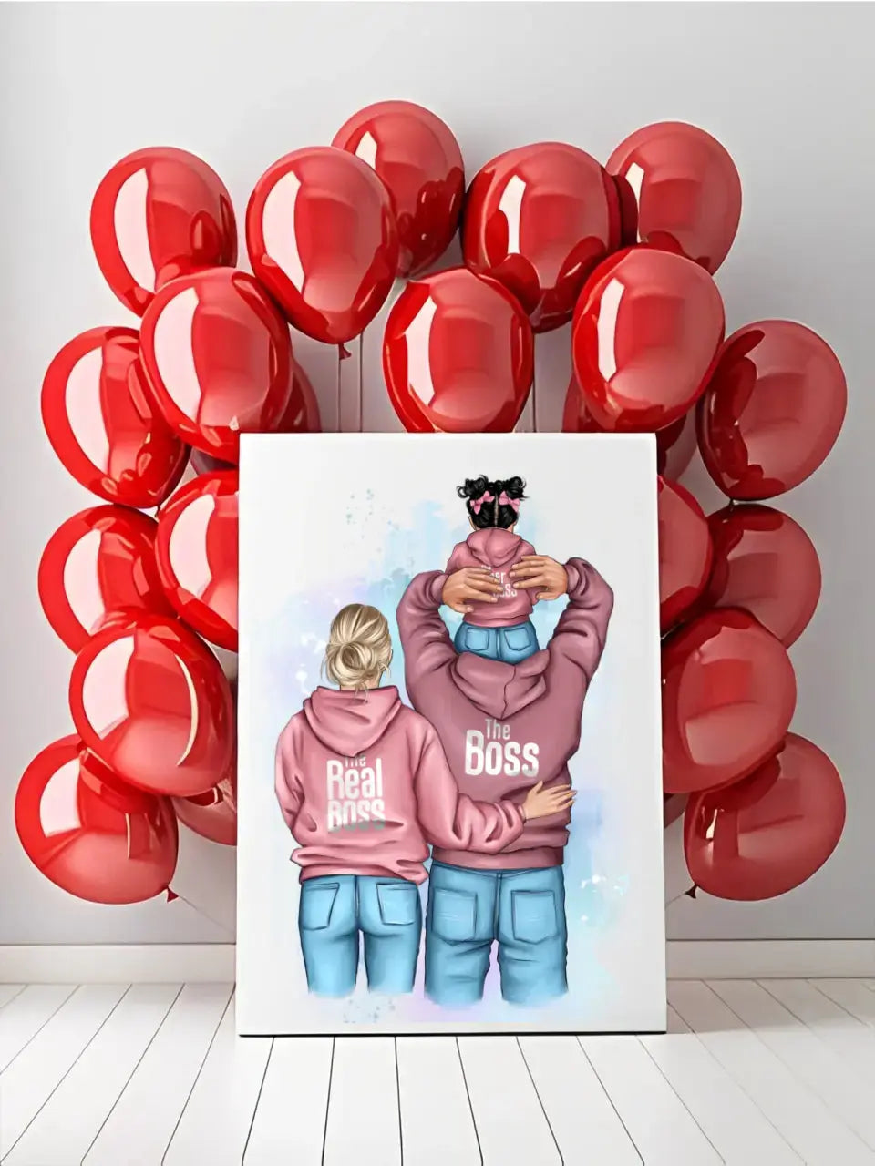 Personalizuotas "Tikra boso šeima" iliustracija su vaiku ant drobės  Drobe -  dovanokis.lt