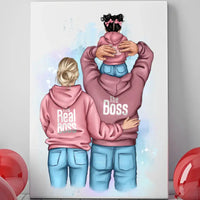 Personalizuotas "Tikra boso šeima" iliustracija su vaiku ant drobės  Drobe -  dovanokis.lt