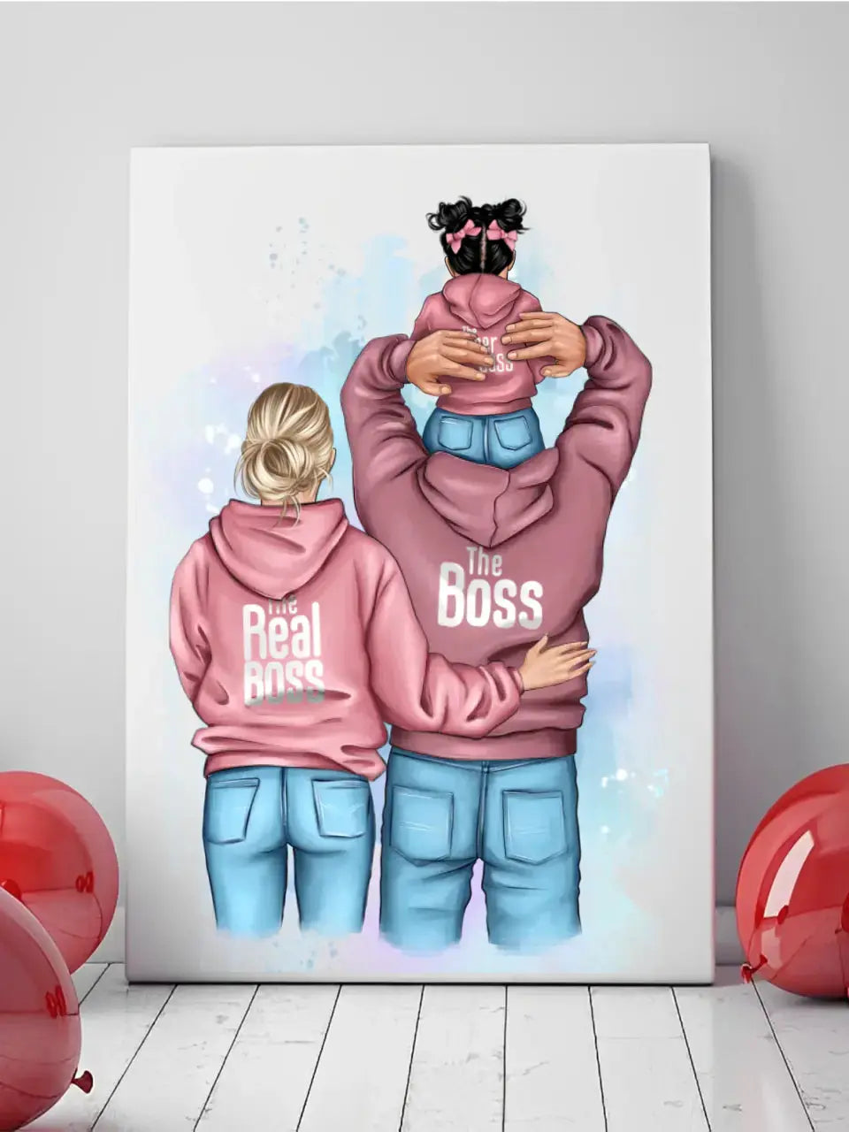 Personalizuotas "Tikra boso šeima" iliustracija su vaiku ant drobės  Drobe -  dovanokis.lt