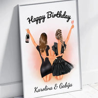 Personalizuota gimtadienio merginos iliustraciją, plakatas su rėmeliu  Poster -  dovanokis.lt