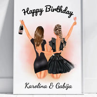 Personalizuota gimtadienio merginos iliustraciją, plakatas su rėmeliu  Poster -  dovanokis.lt