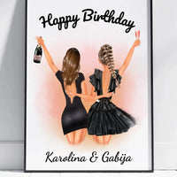 Personalizuota gimtadienio merginos iliustraciją, plakatas su rėmeliu  Poster -  dovanokis.lt
